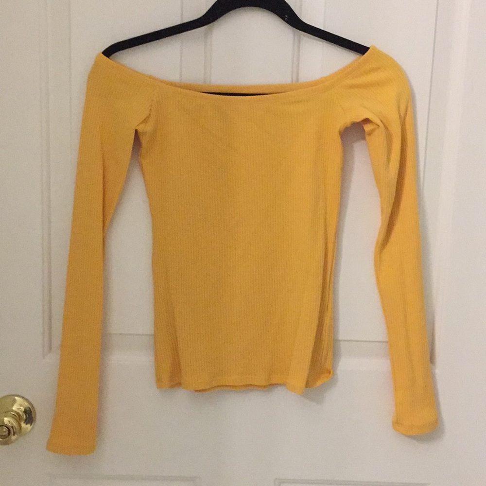 OFF THE SHOULDER YELLOW SLIM LONG SLEEVE